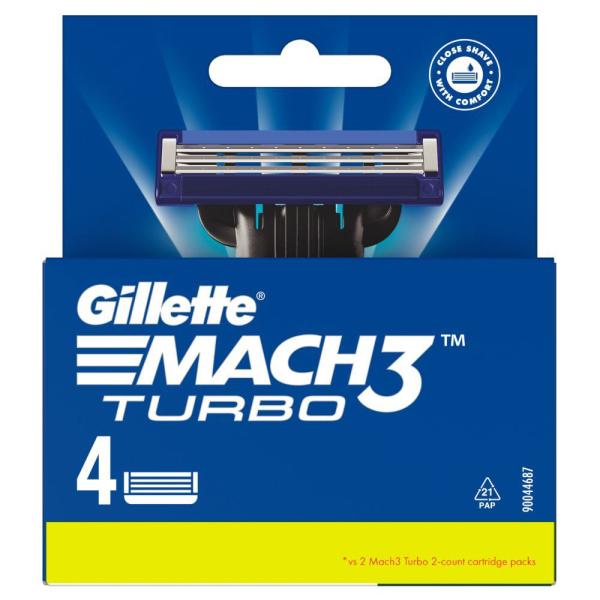 Gillette Mach 3 Turbo Razor Blades 4 pc